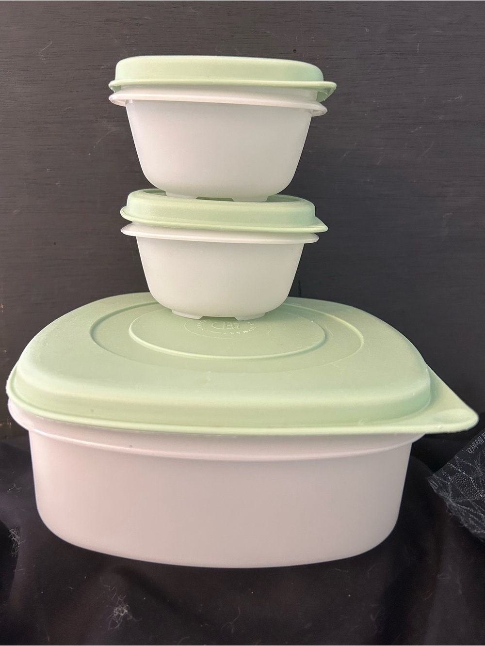 Martha Stewart White Storage Containers with Pale Green Lids - 1 and 5 cups
